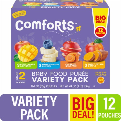 Comforts Stage 2 Baby Food Puree Pouches Variety Pack - 12 ct variety pack