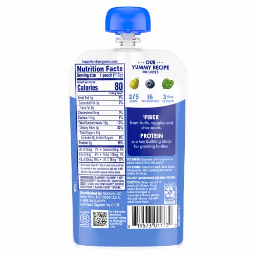 Happy Tot Stage 4 Organic Pears Blueberries & Spinach Pouch - Pears Blueberries & Spinach