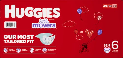 Huggies Little Movers Baby Diapers, Size 6 (35+ lbs) - Size 6 / 88 Count