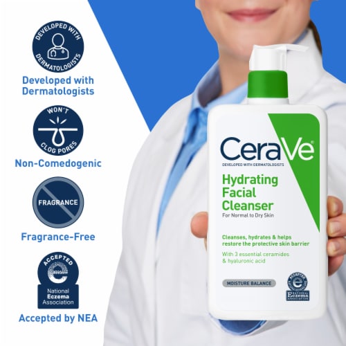 CeraVe Hydrating Facial Cleanser, Daily Face Wash For Dry Skin, Fragrance-Free - 12 fl oz
