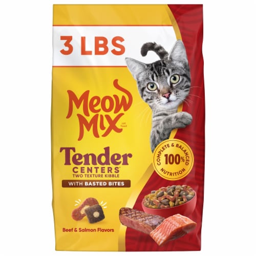 Meow Mix Tender Centers with Basted Bites, Beef & Salmon Flavors, Dry Cat Food, 3 lb. Bag - Meow Mix Tender Centers with Basted Bites, Beef & Salmon Flavors, Dry Cat Food, 3 lb. Bag