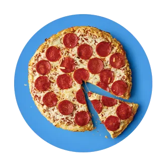 Pepperoni pizza on a blue background